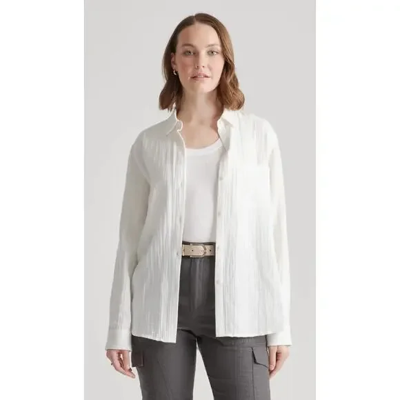 Quince 100% Organic Cotton Gauze Long Sleeve Shirt size S - Picture 4 of 7